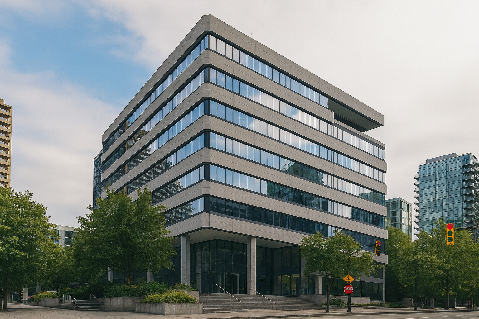 Two business professionals in a modern office